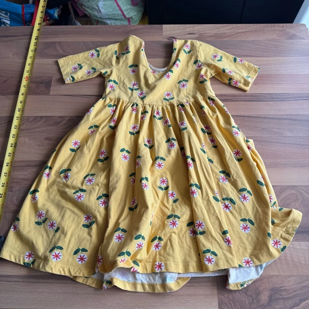 Hanna Andersson Yellow Floral Play Dress With Pockets Size 6-7 - Picture 2 of 9